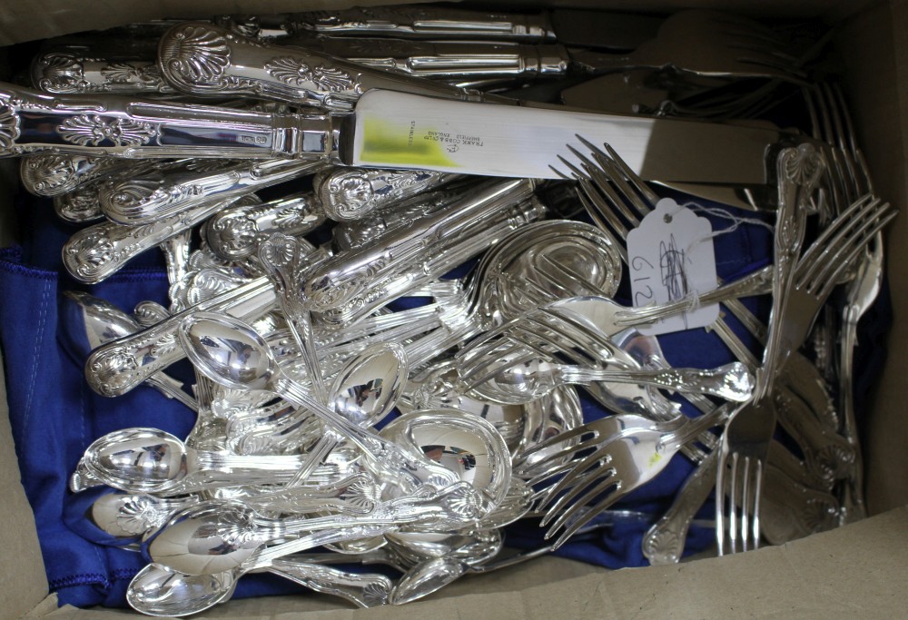 A modern part canteen of Kings pattern silver cutlery by Frank Cobb & Co Ltd, Sheffield, 1981, comprising seventy seven items.